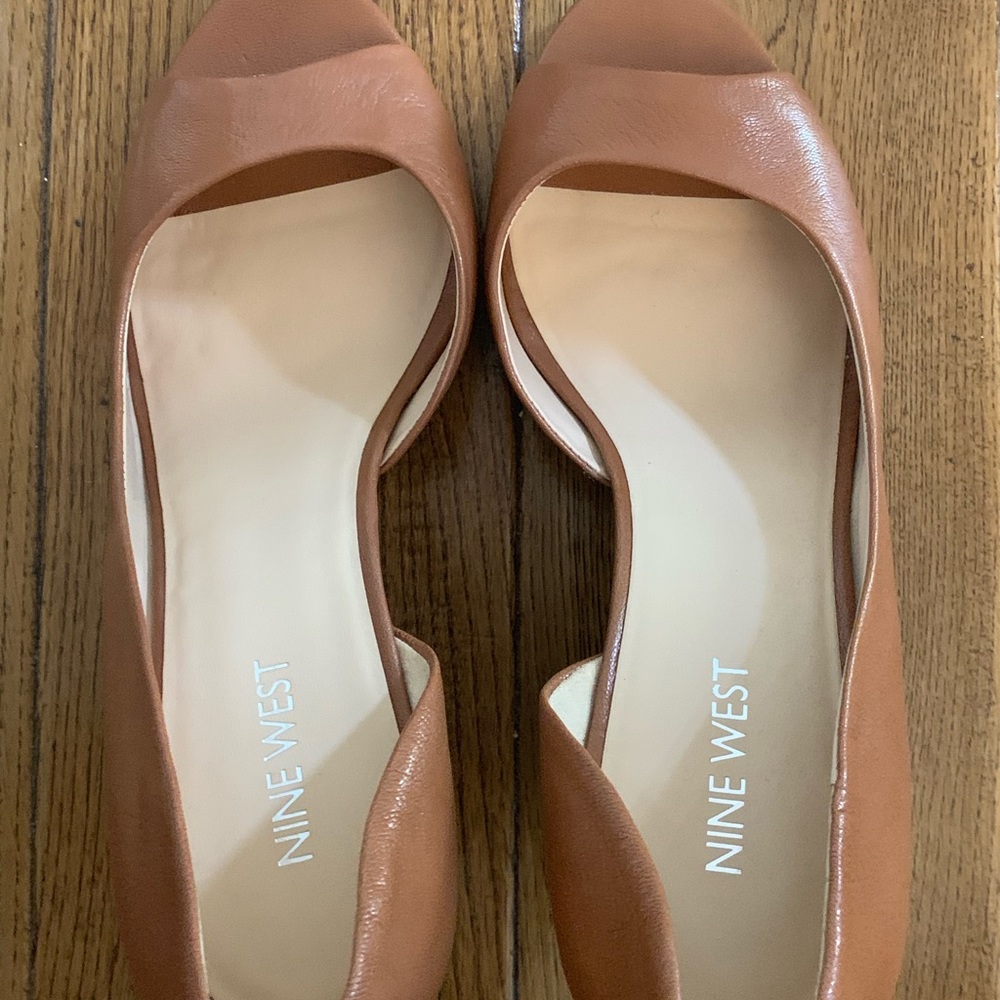 Nine West Camel colored wedge.